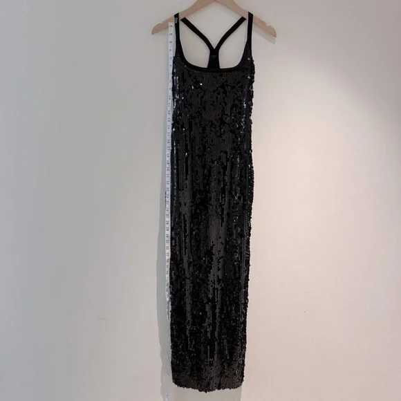 Auteur Black T-Bar Sequin Tank Dress Evening Glam with a Contemporary Twist - Picture 9 of 15